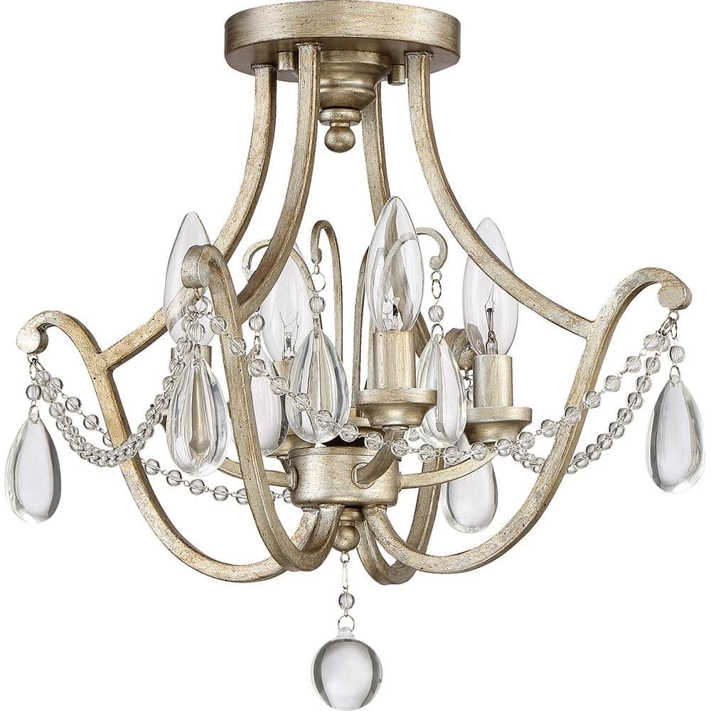 Regent 4-Light Vintage Gold Semi-Flush Mount by Quoizel 5 Regent 4-Light Vintage Gold Semi-Flush Mount by Quoizel - Image 3