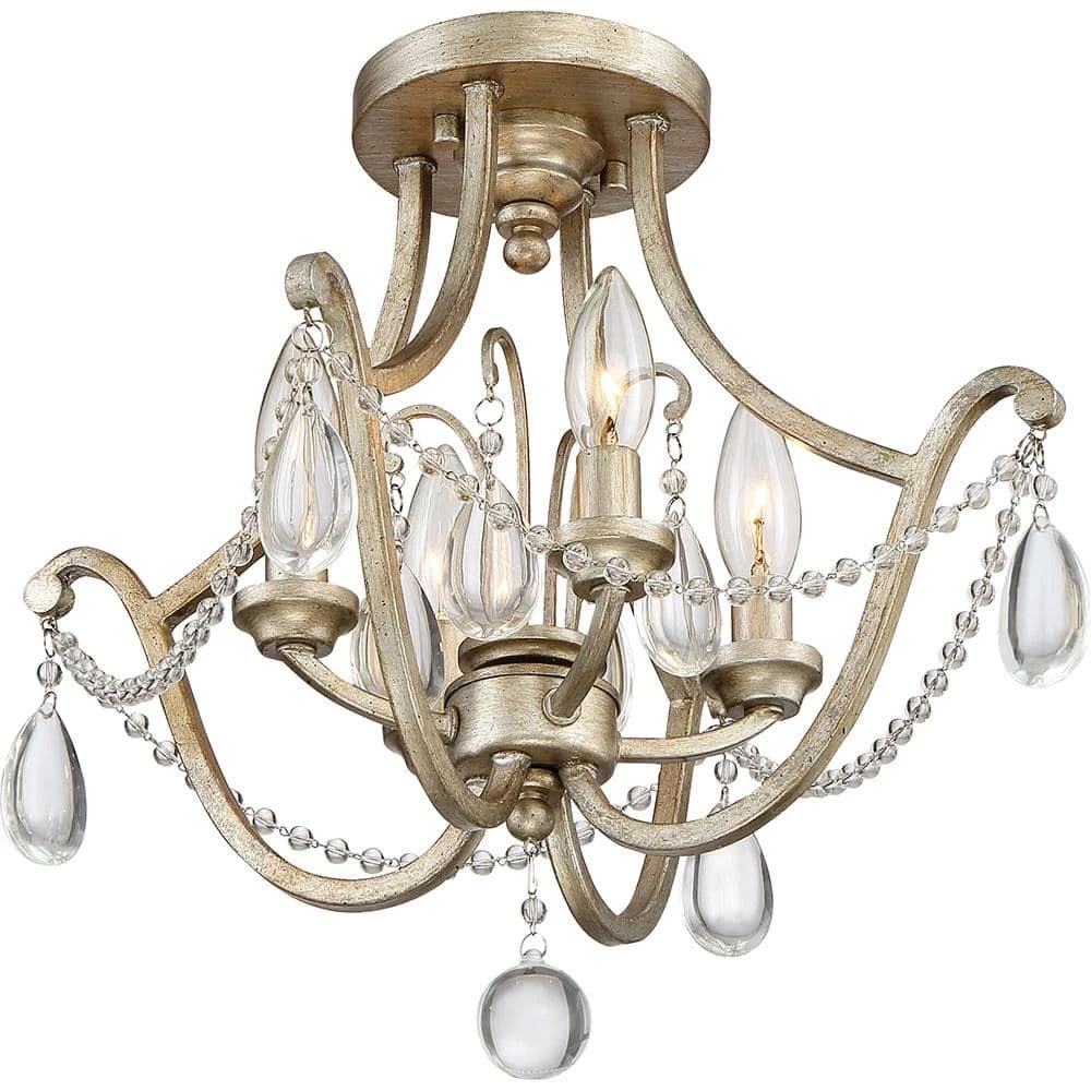 Regent 4-Light Vintage Gold Semi-Flush Mount by Quoizel 4 Regent 4-Light Vintage Gold Semi-Flush Mount by Quoizel - Image 2