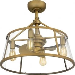 Barlow 22 in. 4-Light Weathered Brass Ceiling Fan with Light by Quoizel -Quoizel Sales weathered brass quoizel ceiling fans with lights baw3122ws 1f 1000
