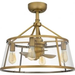 Barlow 22 in. 4-Light Weathered Brass Ceiling Fan with Light by Quoizel -Quoizel Sales weathered brass quoizel ceiling fans with lights baw3122ws c3 1000
