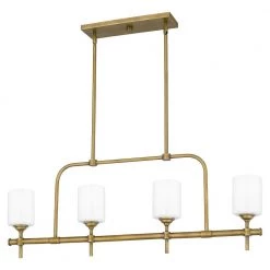 Aria 4-Light Weathered Brass Chandelier with Opal Glass by Quoizel