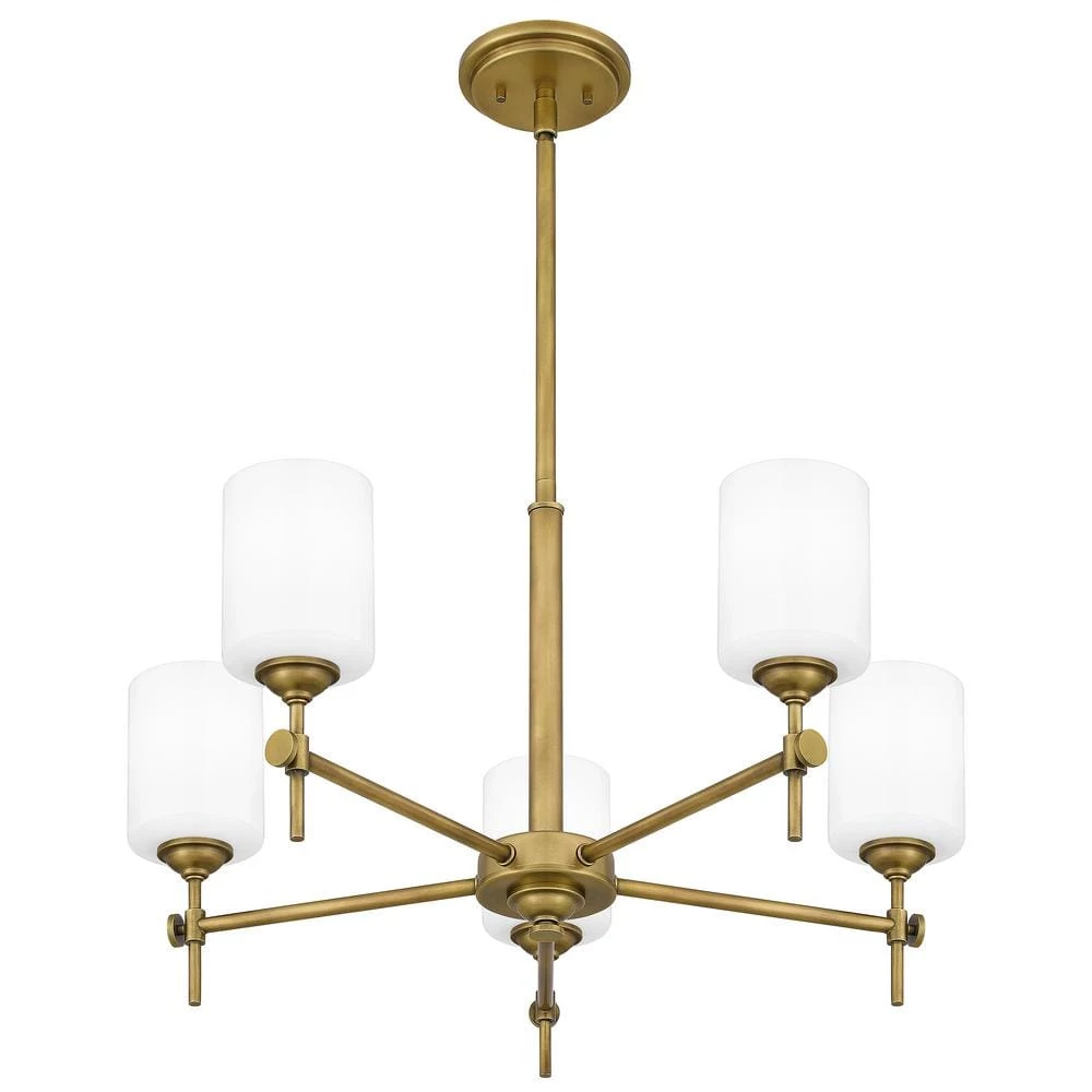 Aria 5-Light Weathered Brass Chandelier with Opal Glass by Quoizel 7 Aria 5-Light Weathered Brass Chandelier with Opal Glass by Quoizel - Image 5