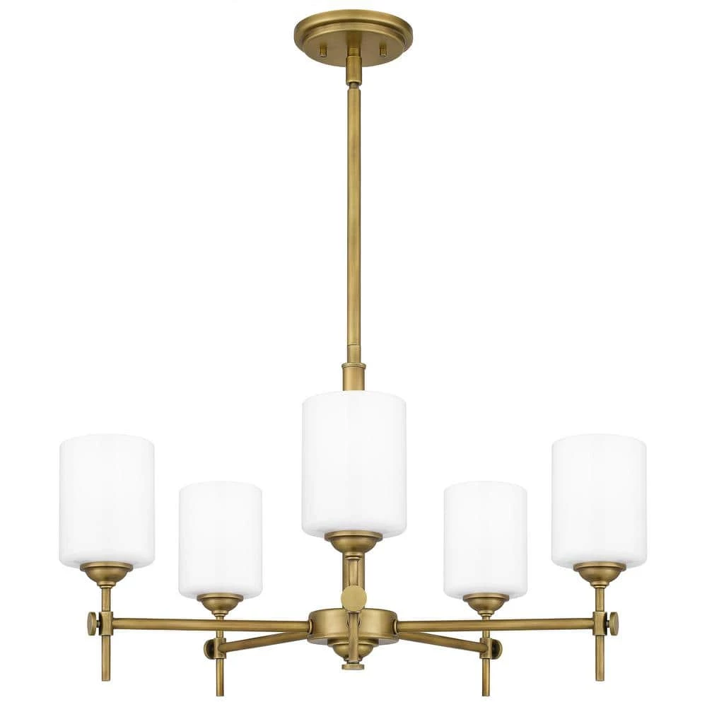 Aria 5-Light Weathered Brass Chandelier with Opal Glass by Quoizel 6 Aria 5-Light Weathered Brass Chandelier with Opal Glass by Quoizel - Image 4