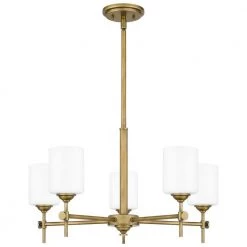 Aria 5-Light Weathered Brass Chandelier with Opal Glass by Quoizel