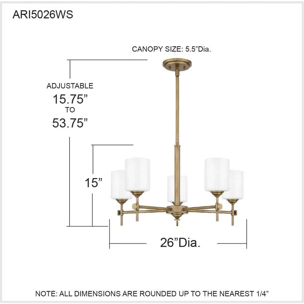 Aria 5-Light Weathered Brass Chandelier with Opal Glass by Quoizel 10 Aria 5-Light Weathered Brass Chandelier with Opal Glass by Quoizel - Image 8