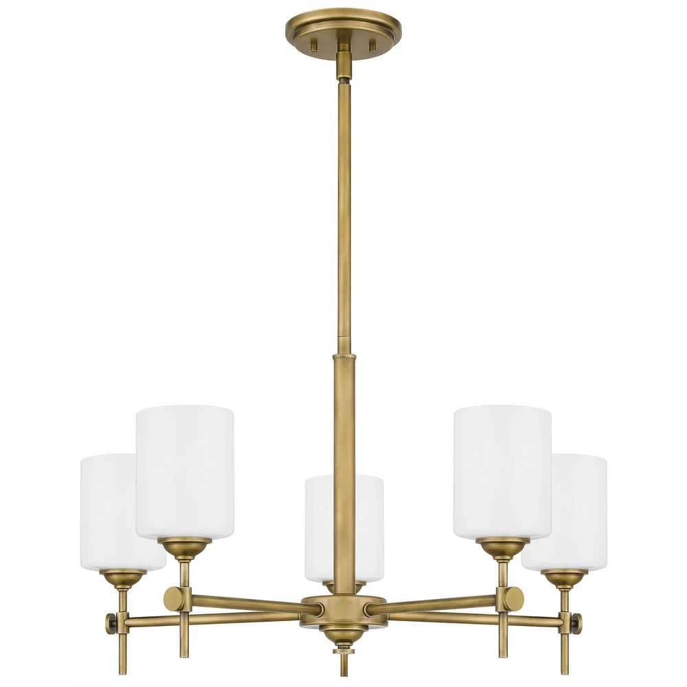 Aria 5-Light Weathered Brass Chandelier with Opal Glass by Quoizel 5 Aria 5-Light Weathered Brass Chandelier with Opal Glass by Quoizel - Image 3