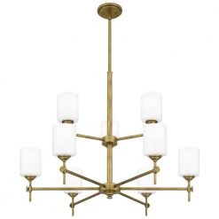 Aria 9-Light Weathered Brass Chandelier with Opal Glass by Quoizel -Quoizel Sales weathered brass quoizel chandeliers ari5034ws 1f 1000