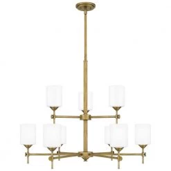 Aria 9-Light Weathered Brass Chandelier with Opal Glass by Quoizel