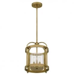 McPherson 3-Light Weathered Brass Pendant with Clear Glass by Quoizel -Quoizel Sales weathered brass quoizel chandeliers mcp2814ws 1f 1000