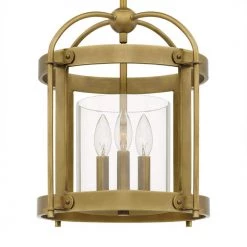 McPherson 3-Light Weathered Brass Pendant with Clear Glass by Quoizel -Quoizel Sales weathered brass quoizel chandeliers mcp2814ws 44 1000