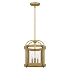 McPherson 3-Light Weathered Brass Pendant with Clear Glass by Quoizel