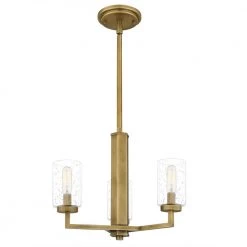Sunburst 3-Light Weathered Brass Pendant with Clear Seeded by Quoizel -Quoizel Sales weathered brass quoizel chandeliers sun2815ws 4f 1000