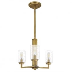 Sunburst 3-Light Weathered Brass Pendant with Clear Seeded by Quoizel -Quoizel Sales weathered brass quoizel chandeliers sun2815ws c3 1000