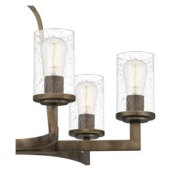 Sunburst 3-Light Weathered Brass Chandelier with Clear Seeded Glass by Quoizel -Quoizel Sales weathered brass quoizel chandeliers sun5018ws 44 1000