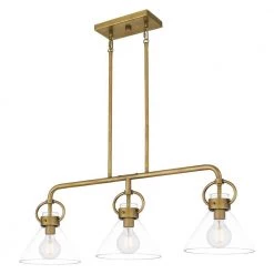 Webster 3-Light Weathered Brass Island Light with Clear Glass by Quoizel