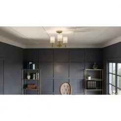 Aria 17 in. 3-Light Weathered Brass Semi-Flush Mount with Opal Glass by Quoizel -Quoizel Sales weathered brass quoizel flush mount lights ari1717ws 31 1000