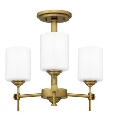 Aria 17 in. 3-Light Weathered Brass Semi-Flush Mount with Opal Glass by Quoizel -Quoizel Sales weathered brass quoizel flush mount lights ari1717ws 4f 1000