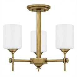 Aria 17 in. 3-Light Weathered Brass Semi-Flush Mount with Opal Glass by Quoizel -Quoizel Sales weathered brass quoizel flush mount lights ari1717ws c3 1000