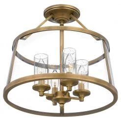 Barlow 14.5 in. 4-Light Weathered Brass Semi-Flush Mount by Quoizel -Quoizel Sales weathered brass quoizel flush mount lights baw1716ws 1f 1000