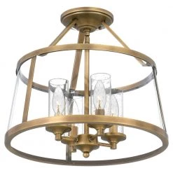 Barlow 14.5 in. 4-Light Weathered Brass Semi-Flush Mount by Quoizel -Quoizel Sales weathered brass quoizel flush mount lights baw1716ws 4f 1000