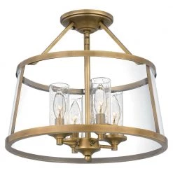 Barlow 14.5 in. 4-Light Weathered Brass Semi-Flush Mount by Quoizel