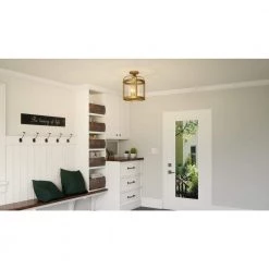 McPherson 14 in. 3-Light Weathered Brass Semi-Flush Mount with Clear Glass by Quoizel -Quoizel Sales weathered brass quoizel flush mount lights mcp1714ws 31 1000