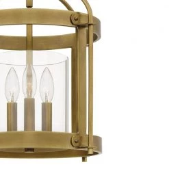 McPherson 14 in. 3-Light Weathered Brass Semi-Flush Mount with Clear Glass by Quoizel -Quoizel Sales weathered brass quoizel flush mount lights mcp1714ws 44 1000