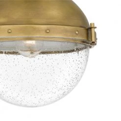 Perrine 1-Light Semi-Flush Mount with Clear Seeded Glass by Quoizel -Quoizel Sales weathered brass quoizel flush mount lights pin1712ws 44 1000