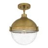 Perrine 1-Light Semi-Flush Mount with Clear Seeded Glass by Quoizel -Quoizel Sales weathered brass quoizel flush mount lights pin1712ws 64 1000