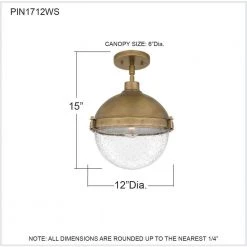 Perrine 1-Light Semi-Flush Mount with Clear Seeded Glass by Quoizel -Quoizel Sales weathered brass quoizel flush mount lights pin1712ws fa 1000