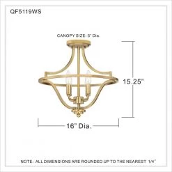 Harvel 16 in. 4-Light Weathered Brass Semi-Flush Mount by Quoizel 13 Harvel 16 in. 4-Light Weathered Brass Semi-Flush Mount by Quoizel -Quoizel Sales weathered brass quoizel flush mount lights qf5119ws 1f 1000