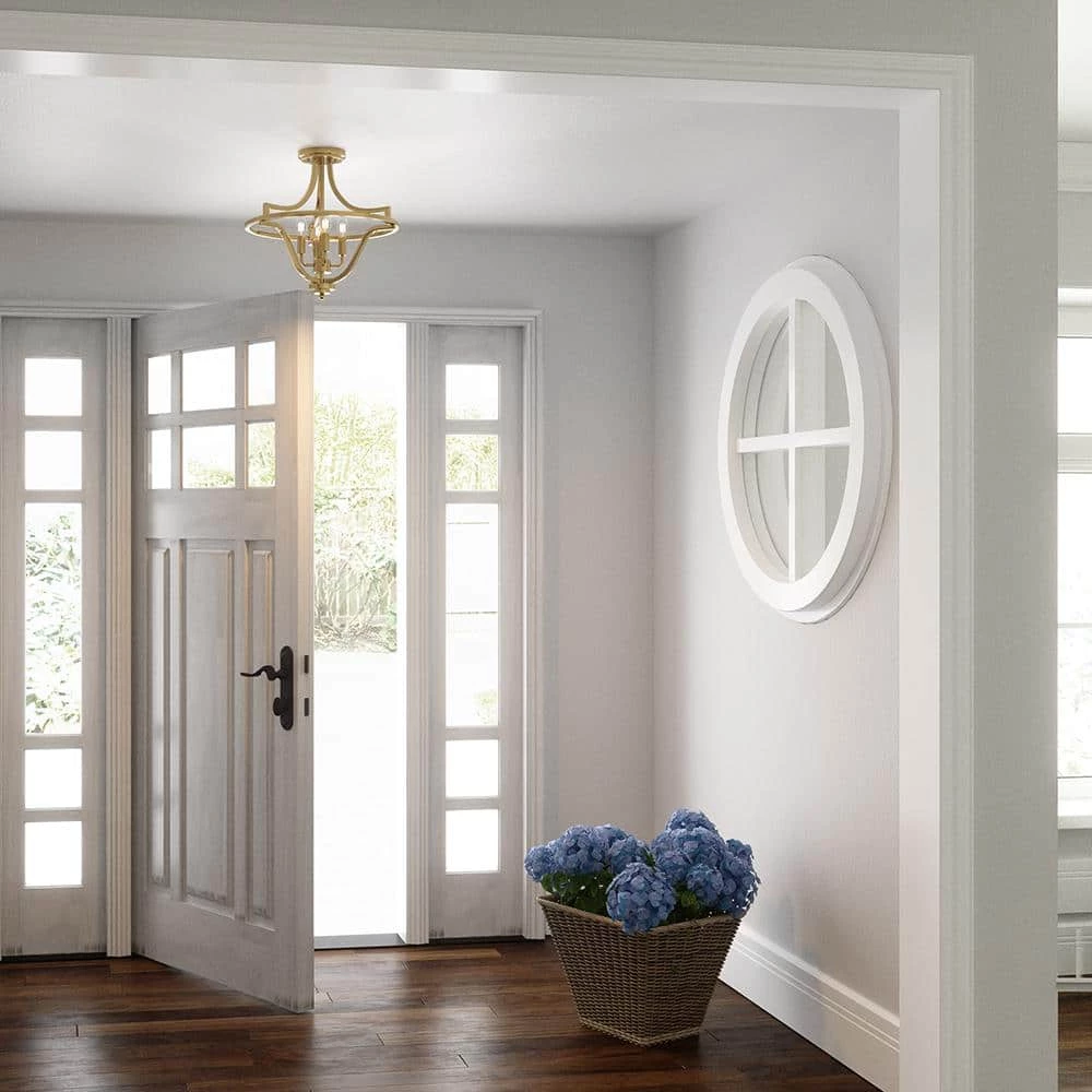 Harvel 16 in. 4-Light Weathered Brass Semi-Flush Mount by Quoizel 8 Harvel 16 in. 4-Light Weathered Brass Semi-Flush Mount by Quoizel - Image 6