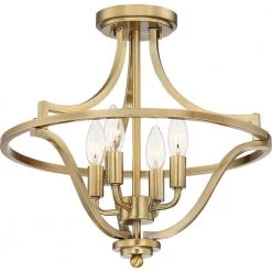 Harvel 16 in. 4-Light Weathered Brass Semi-Flush Mount by Quoizel 12 Harvel 16 in. 4-Light Weathered Brass Semi-Flush Mount by Quoizel -Quoizel Sales weathered brass quoizel flush mount lights qf5119ws 4f 1000
