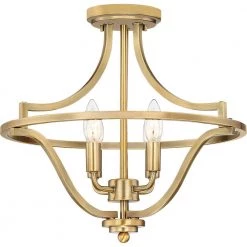 Harvel 16 in. 4-Light Weathered Brass Semi-Flush Mount by Quoizel