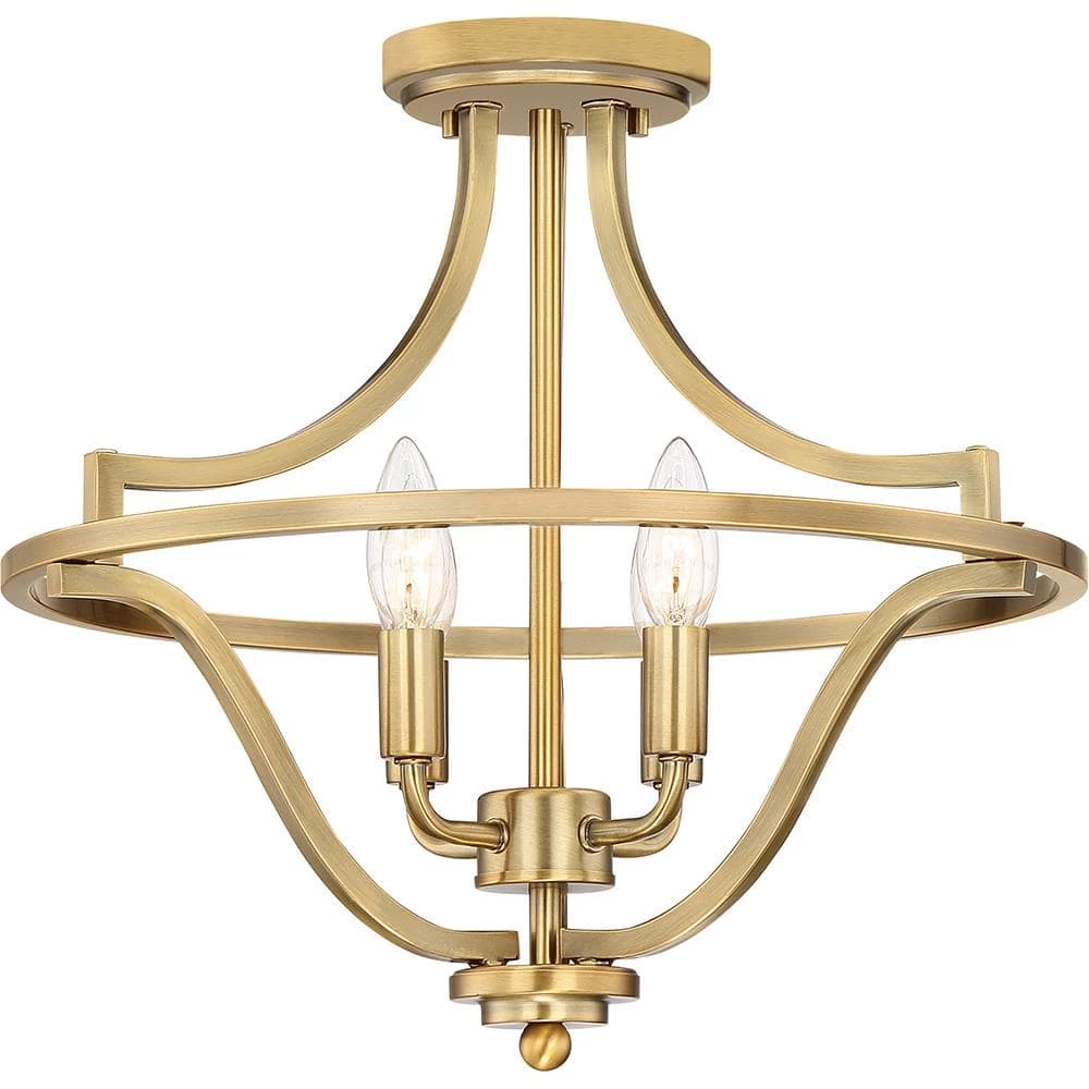 Harvel 16 in. 4-Light Weathered Brass Semi-Flush Mount by Quoizel 3 Harvel 16 in. 4-Light Weathered Brass Semi-Flush Mount by Quoizel