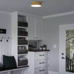 Ahoy 12.75 in. Weathered Brass LED Flush Mount by Quoizel -Quoizel Sales weathered brass quoizel flush mount lights qf5224ws 31 1000