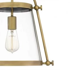 Cardiff 1-Light Weathered Brass Semi-Flush Mount with Clear Glass by Quoizel -Quoizel Sales weathered brass quoizel flush mount lights qfl5344ws 44 1000