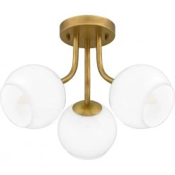 Oberlin 16 in. 3-Light Weathered Brass Semi-Flush Mount by Quoizel -Quoizel Sales weathered brass quoizel flush mount lights qsf5613ws 1f 1000