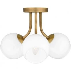 Oberlin 16 in. 3-Light Weathered Brass Semi-Flush Mount by Quoizel -Quoizel Sales weathered brass quoizel flush mount lights qsf5613ws 4f 1000