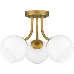 Oberlin 16 in. 3-Light Weathered Brass Semi-Flush Mount by Quoizel