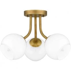 Oberlin 16 in. 3-Light Weathered Brass Semi-Flush Mount by Quoizel -Quoizel Sales weathered brass quoizel flush mount lights qsf5613ws c3 1000
