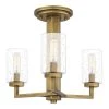 Sunburst 3-Light Semi-Flush Mount with Clear Seeded Glass by Quoizel 2 Sunburst 3-Light Semi-Flush Mount with Clear Seeded Glass by Quoizel -Quoizel Sales weathered brass quoizel flush mount lights sun1715ws 64 1000