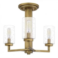 Sunburst 3-Light Semi-Flush Mount with Clear Seeded Glass by Quoizel -Quoizel Sales weathered brass quoizel flush mount lights sun1715ws c3 1000
