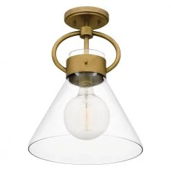 Webster 12 in. 1-Light Weathered Brass Semi-Flush Mount with Clear Glass by Quoizel 14 Webster 12 in. 1-Light Weathered Brass Semi-Flush Mount with Clear Glass by Quoizel -Quoizel Sales weathered brass quoizel flush mount lights wbs1712ws 1f 1000