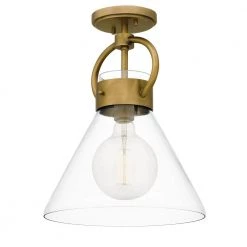 Webster 12 in. 1-Light Weathered Brass Semi-Flush Mount with Clear Glass by Quoizel 13 Webster 12 in. 1-Light Weathered Brass Semi-Flush Mount with Clear Glass by Quoizel -Quoizel Sales weathered brass quoizel flush mount lights wbs1712ws 4f 1000