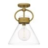 Webster 12 in. 1-Light Weathered Brass Semi-Flush Mount with Clear Glass by Quoizel -Quoizel Sales weathered brass quoizel flush mount lights wbs1712ws 64 1000