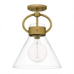 Webster 12 in. 1-Light Weathered Brass Semi-Flush Mount with Clear Glass by Quoizel 12 Webster 12 in. 1-Light Weathered Brass Semi-Flush Mount with Clear Glass by Quoizel -Quoizel Sales weathered brass quoizel flush mount lights wbs1712ws c3 1000