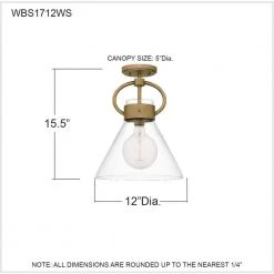 Webster 12 in. 1-Light Weathered Brass Semi-Flush Mount with Clear Glass by Quoizel 16 Webster 12 in. 1-Light Weathered Brass Semi-Flush Mount with Clear Glass by Quoizel -Quoizel Sales weathered brass quoizel flush mount lights wbs1712ws fa 1000