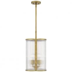 Aster 4-Light Weathered Brass Mini Pendant with Clear Ribbed Glass by Quoizel -Quoizel Sales weathered brass quoizel pendant lights asr1512ws 4f 1000