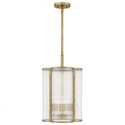 Aster 4-Light Weathered Brass Mini Pendant with Clear Ribbed Glass by Quoizel -Quoizel Sales weathered brass quoizel pendant lights asr1512ws c3 1000